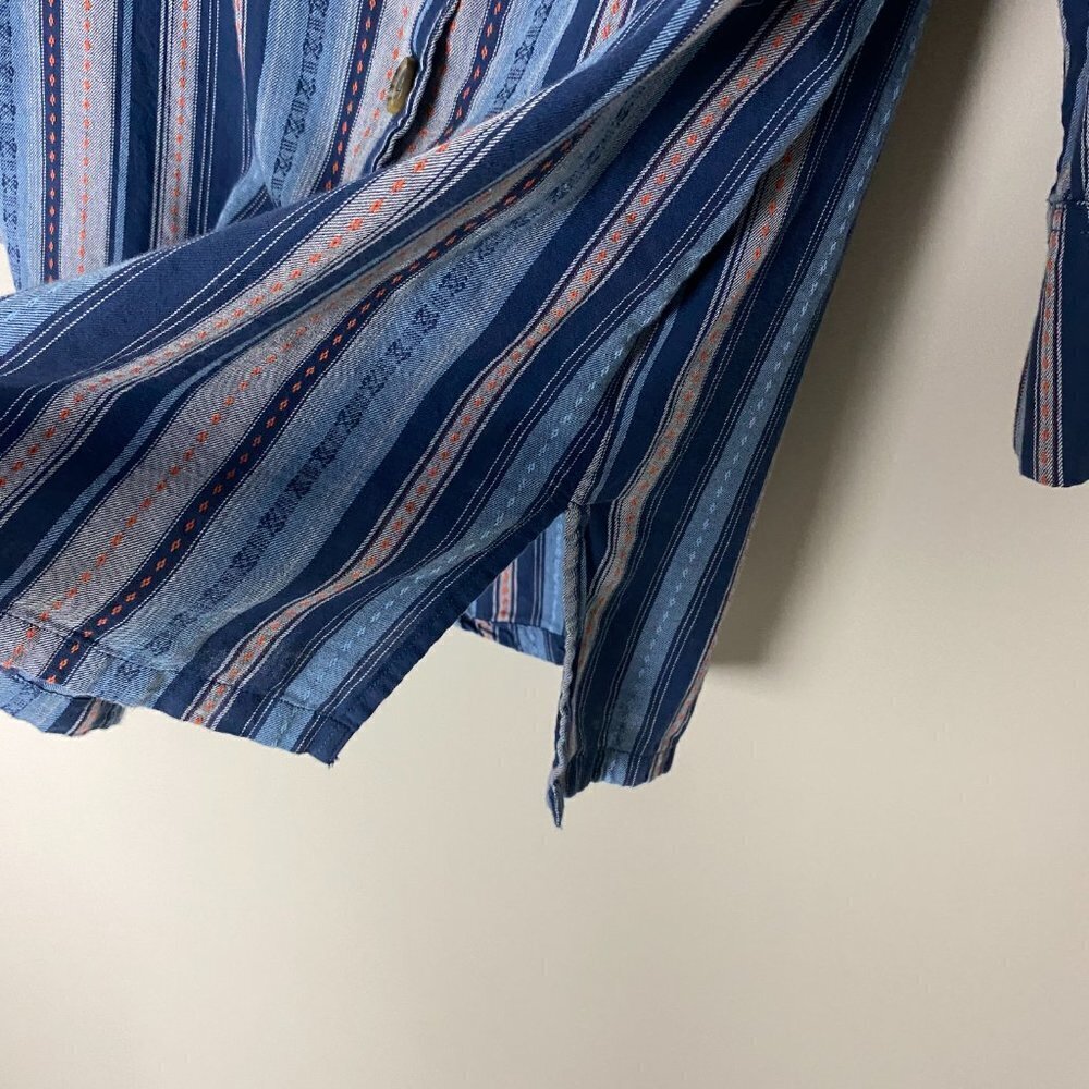 RD Koko Striped Lagenlook Shirt Top Womens Medium Oversized Striped 100% Cotton - Picture 7 of 9
